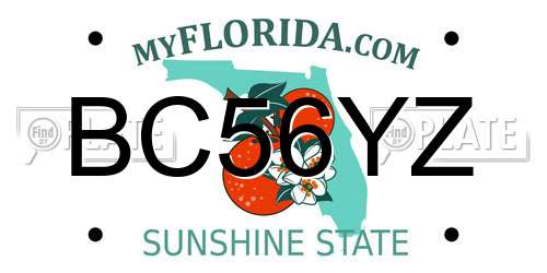 BC56YZ Florida License Plate