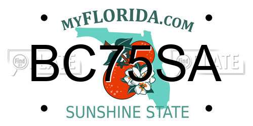 BC75SA Florida License Plate