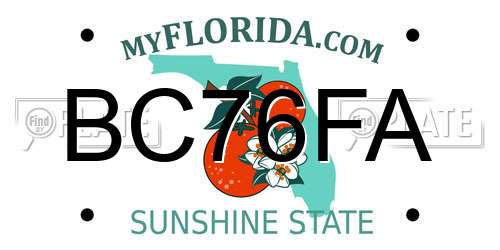 BC76FA Florida License Plate