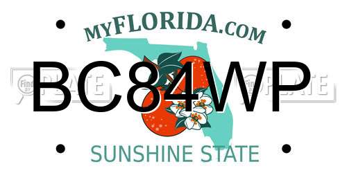 BC84WP Florida License Plate