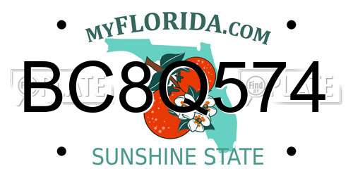 BC8Q574 Florida License Plate