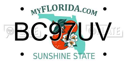BC97UV Florida License Plate