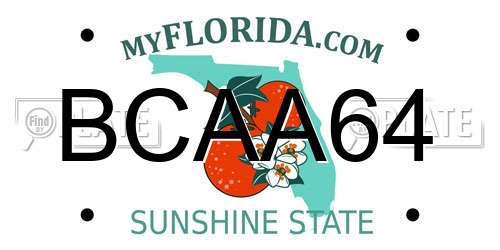 BCAA64 Florida License Plate