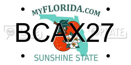 BCAX27 Florida License Plate