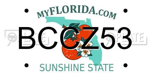 BCCZ53 Florida License Plate