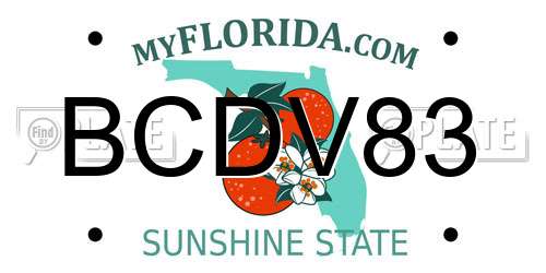 BCDV83 Florida License Plate