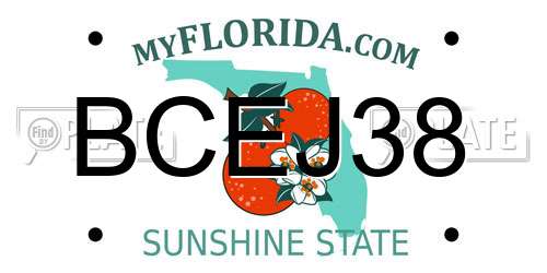 BCEJ38 Florida License Plate