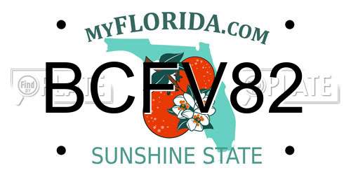 BCFV82 Florida License Plate