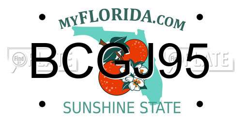 BCGJ95 Florida License Plate