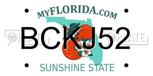 BCKJ52 Florida License Plate