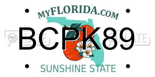 BCPK89 Florida License Plate