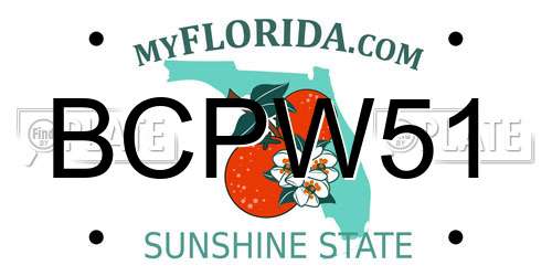 BCPW51 Florida License Plate