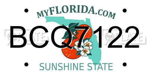 BCQ7122 Florida License Plate