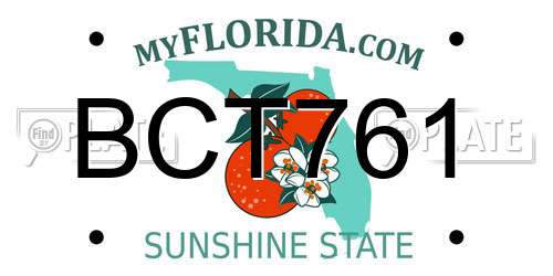BCT761 Florida License Plate