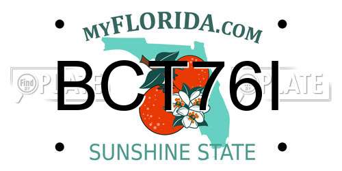 BCT76I Florida License Plate