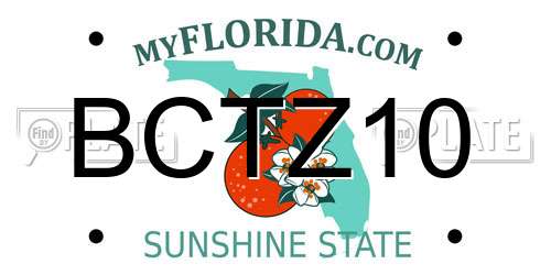 BCTZ10 Florida License Plate