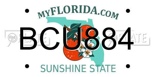 BCU884 Florida License Plate