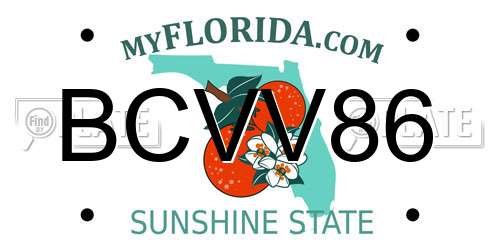 BCVV86 Florida License Plate