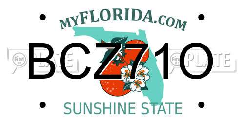 BCZ71O Florida License Plate