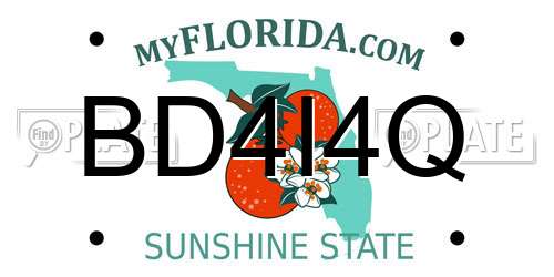 BD4I4Q Florida License Plate