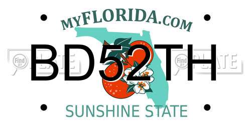BD52TH Florida License Plate