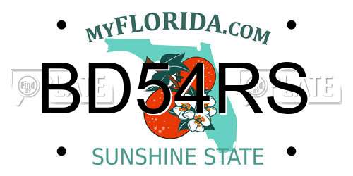 BD54RS Florida License Plate