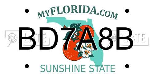 BD7A8B Florida License Plate