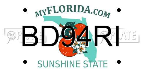 BD94RI Florida License Plate