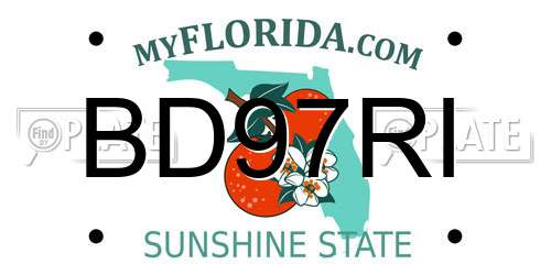 BD97RI Florida License Plate