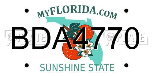 BDA4770 Florida License Plate