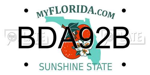 BDA92B Florida License Plate