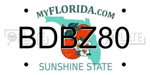 BDBZ80 Florida License Plate