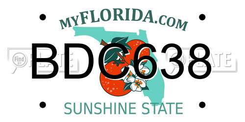 BDC638 Florida License Plate