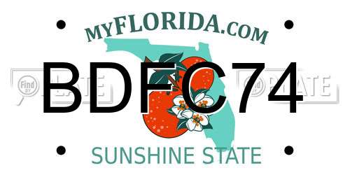 BDFC74 Florida License Plate