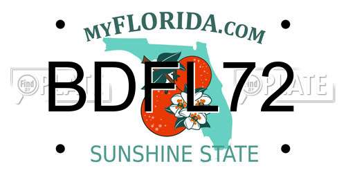 BDFL72 Florida License Plate