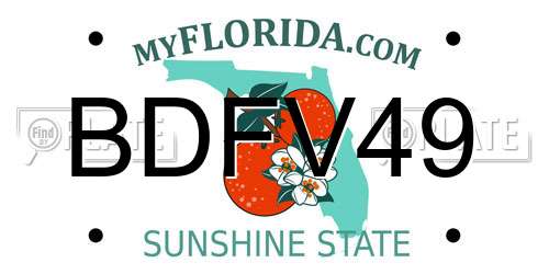 BDFV49 Florida License Plate
