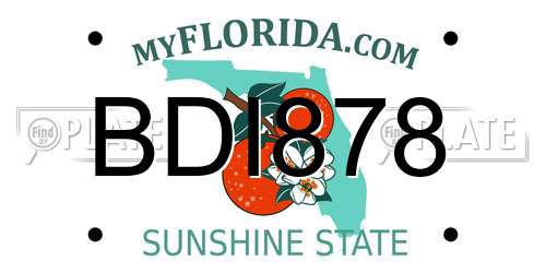 BDI878 Florida License Plate