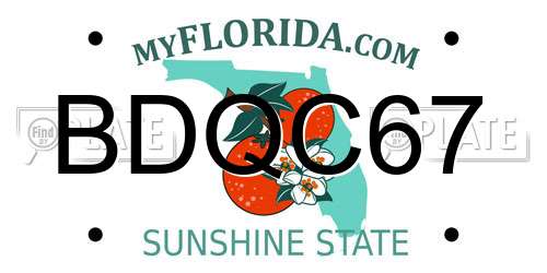 BDQC67 Florida License Plate