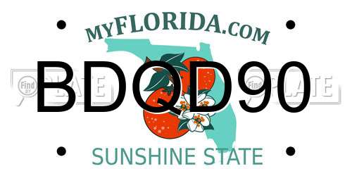 BDQD90 Florida License Plate