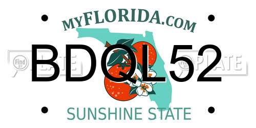 BDQL52 Florida License Plate