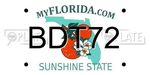 BDT72 Florida License Plate