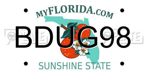 BDUG98 Florida License Plate