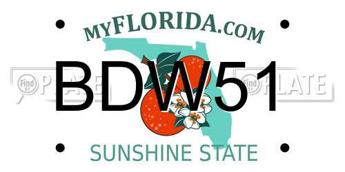 BDW51 Florida License Plate