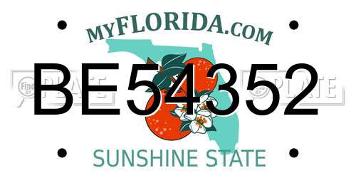 BE54352 Florida License Plate
