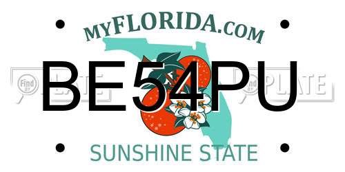 BE54PU Florida License Plate