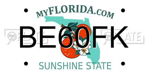 BE60FK Florida License Plate