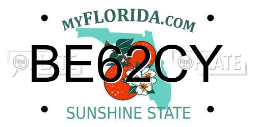 BE62CY Florida License Plate
