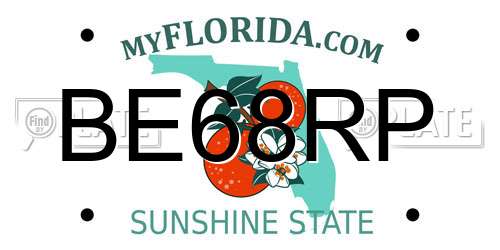BE68RP Florida License Plate