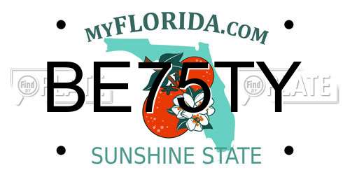 BE75TY Florida License Plate