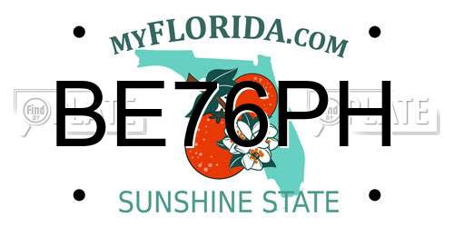 BE76PH Florida License Plate